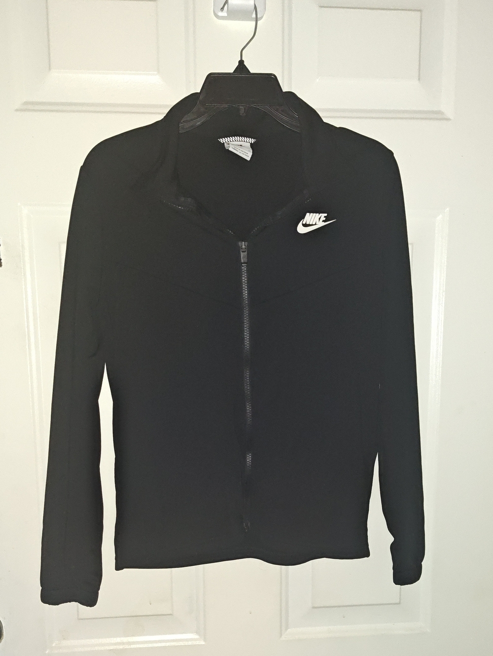 Nike Black Women's Zip Bomber Jacket with White Logo
